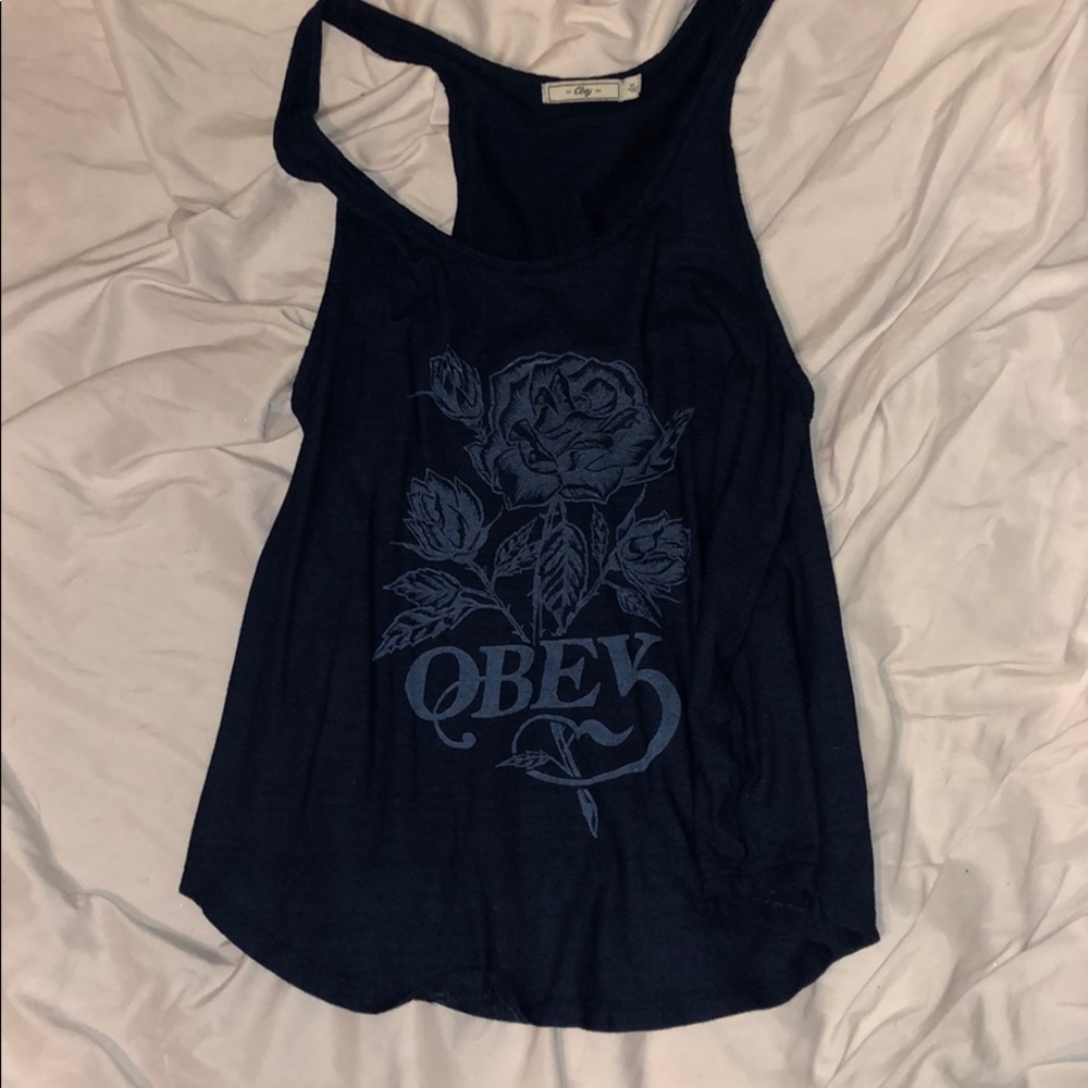 Navy blue obey tank